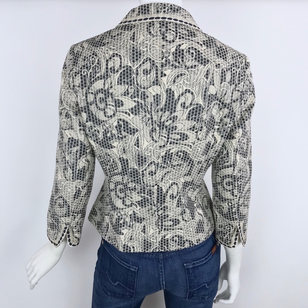 {Elie Tahari} Ribbon Crochet Jacquard Blazer - Picture 5 of 8